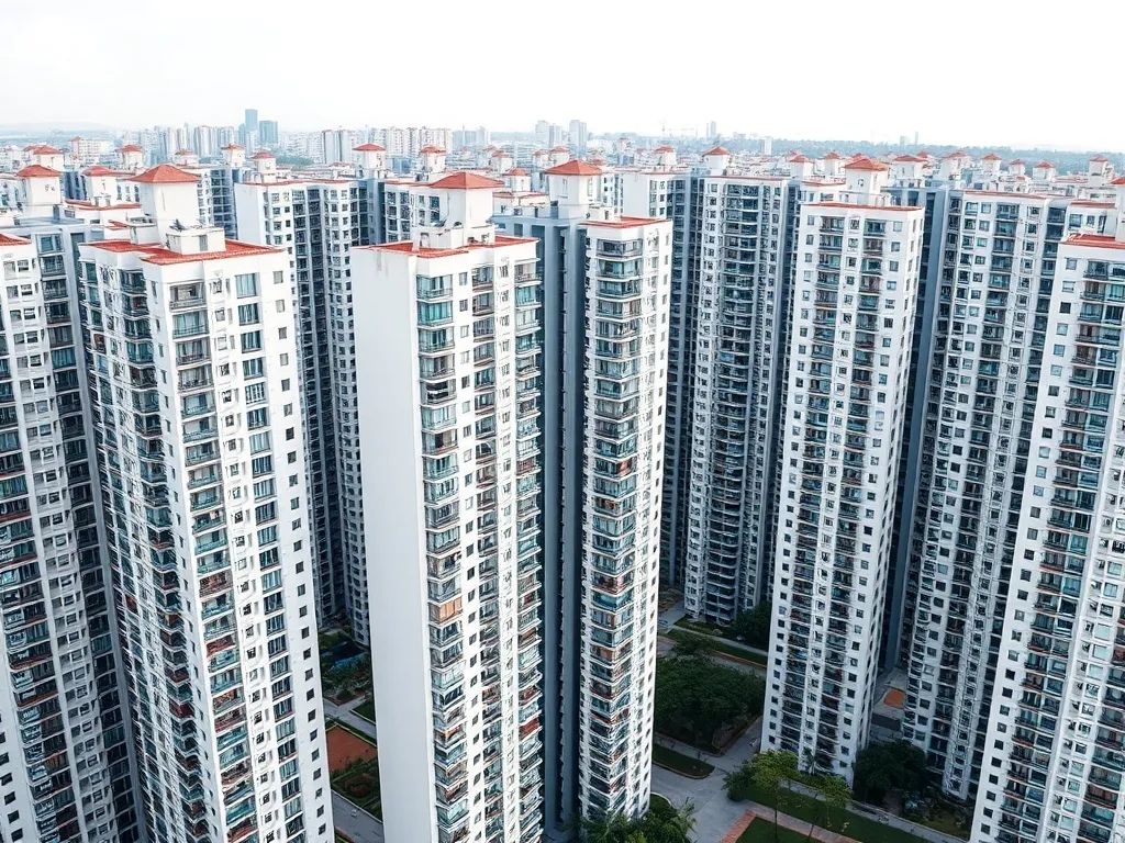 A high-angle architectural shot of Singapore HDB residential