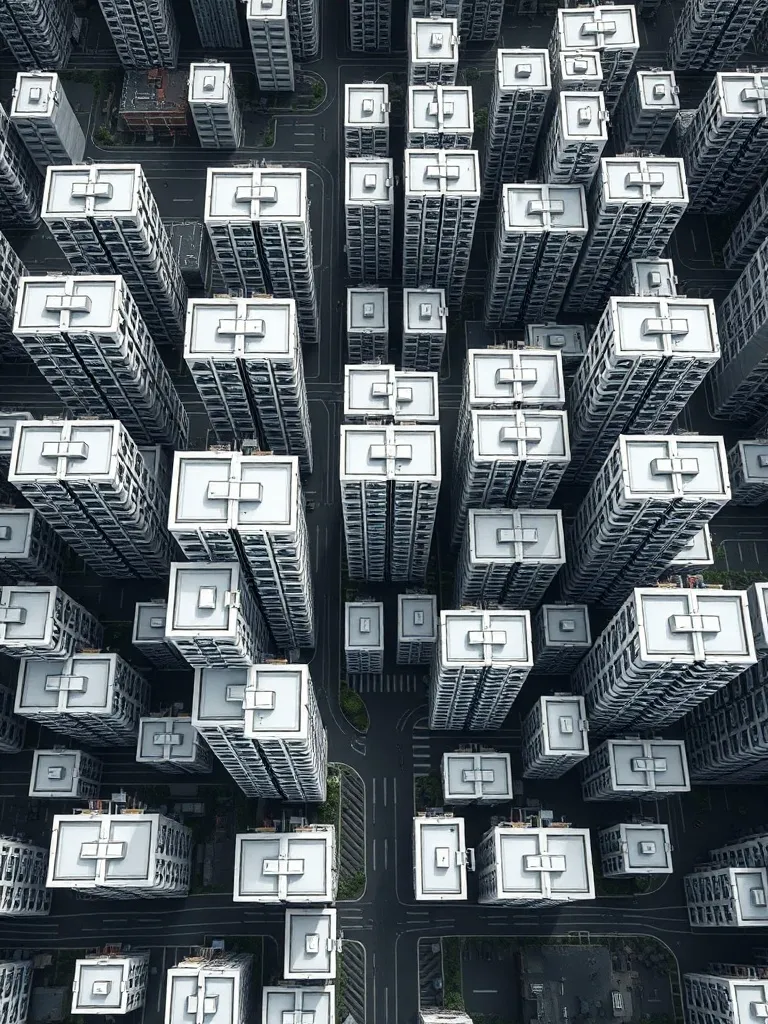 A technical top-down map-like view of Singapore urban reside
